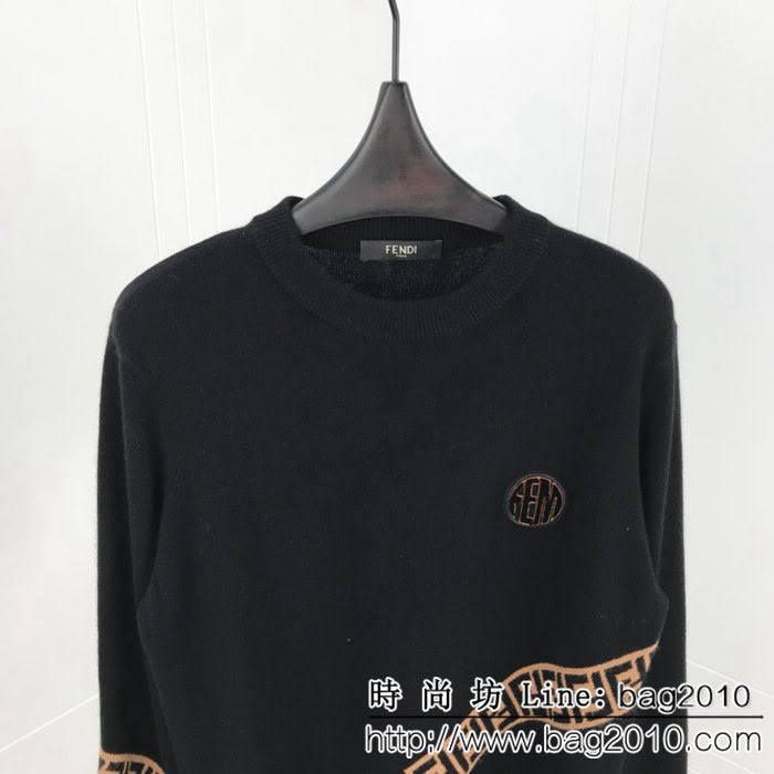 FENDI芬迪 18ss秋冬新款 斜杠FF提花logo 手感柔軟舒適保暖 男款貂絨衫 45%貂絨55%羊毛面料 ydi2312